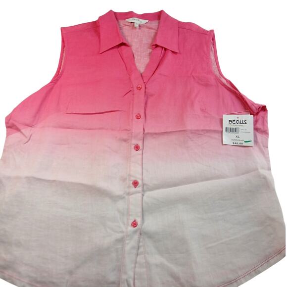 Coral Bay Women's Pink Ombre Sleeveless Button Down Blouse - XL - Picture 1 of 4